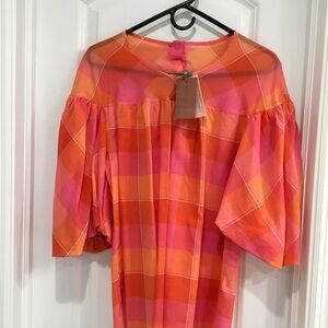 Silvia Tcherassi,  Vibrant Plaid Blouse with Bell Sleeves